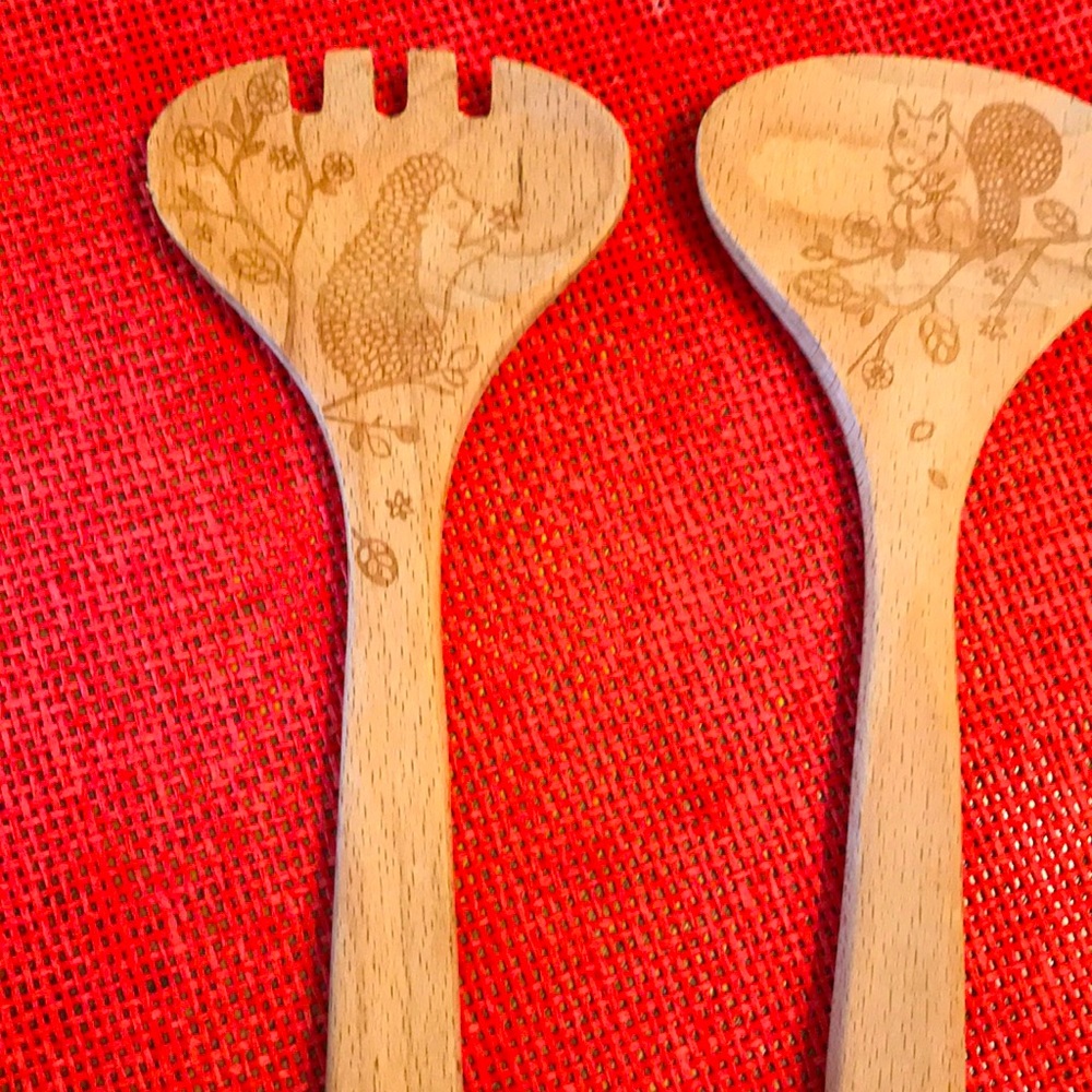 Wood salad utensils